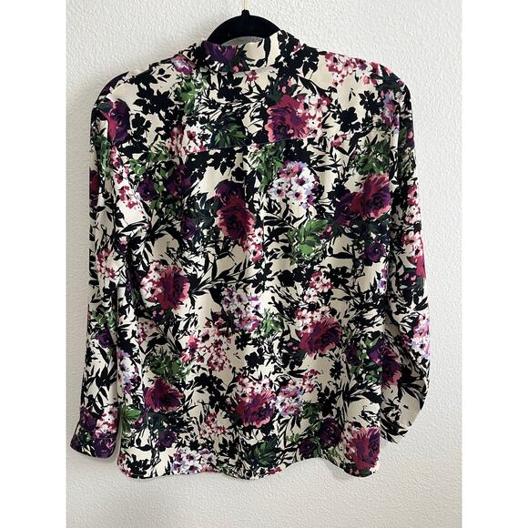 J.Jill relaxed shirttail oatmeal floral blouse button up size petite XS - Picture 7 of 7